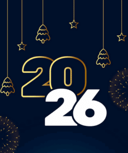 Bonne année 2026 avec décorations festives.
