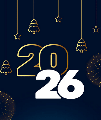Bonne année 2026 avec décorations festives.