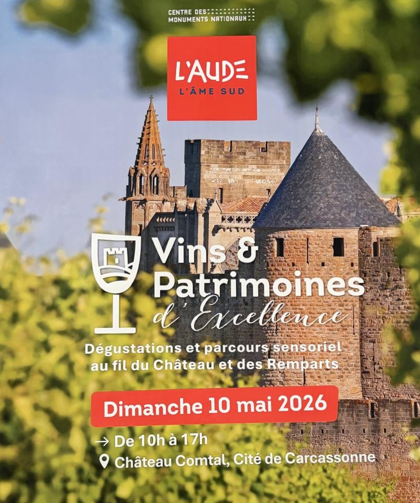 Affiche événement vin à Carcassonne, mai 2026.